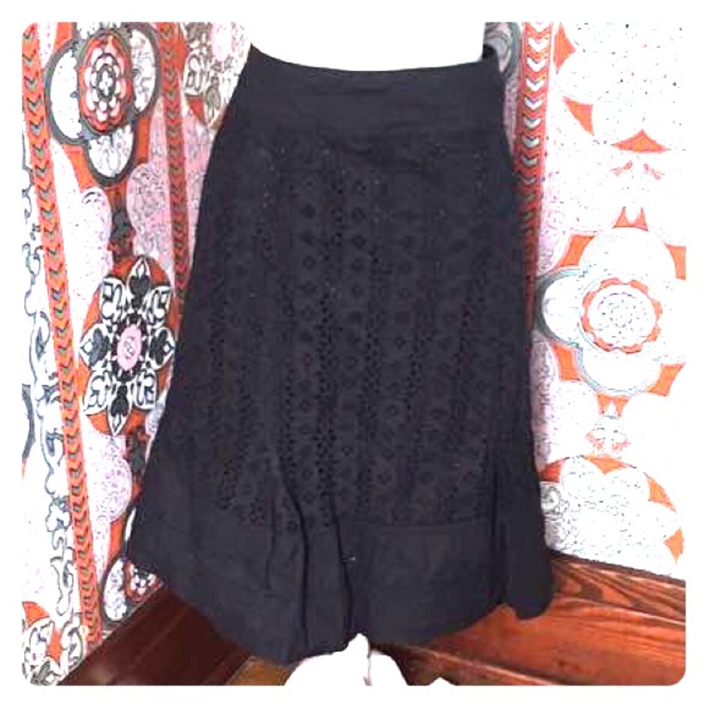 Oscar by Oscar de la Renta a line eyelet skirt